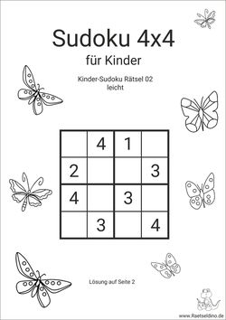 Kinder-Sudoku 4x4 - leicht