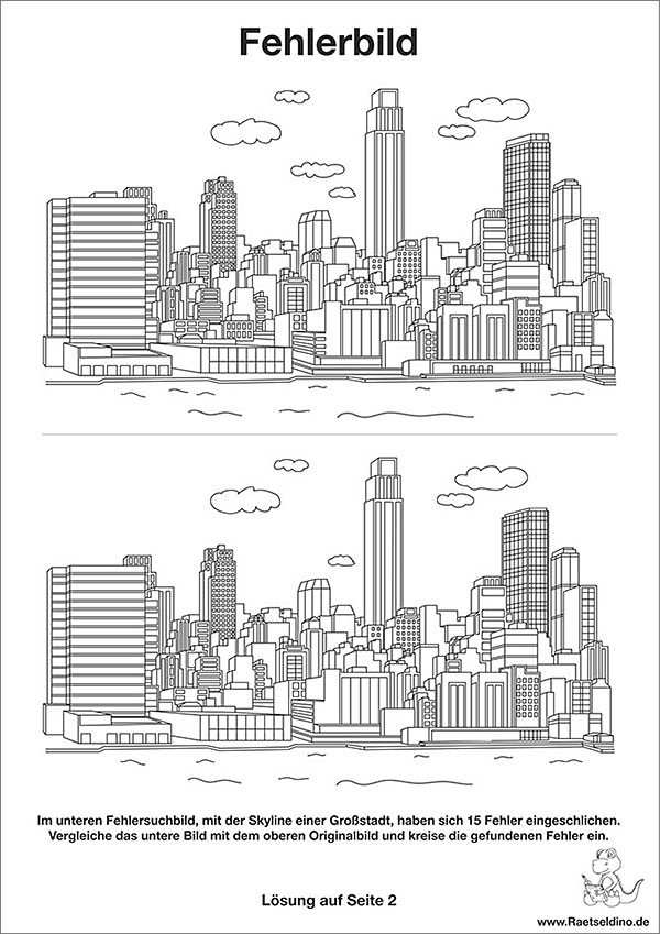 Fehlerbild Skyline Zeichnung - Bilderrätsel schwer
