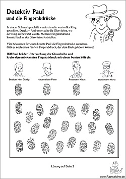 Detektivrätsel für Kinder - Fingerabdrücke