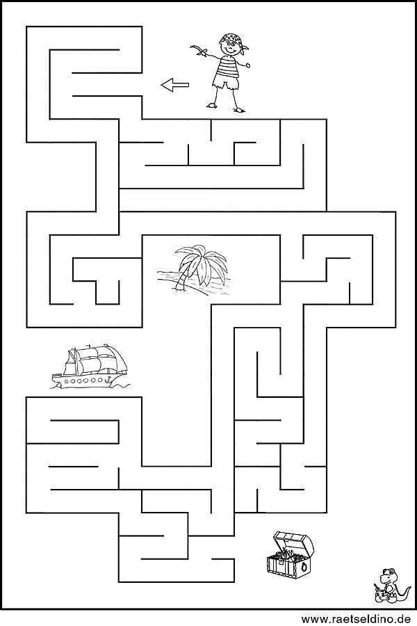 Labyrinth Vorlage mit dem kleinen Pirat