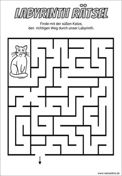 Labyrinth Kinderrätsel mit der Katze