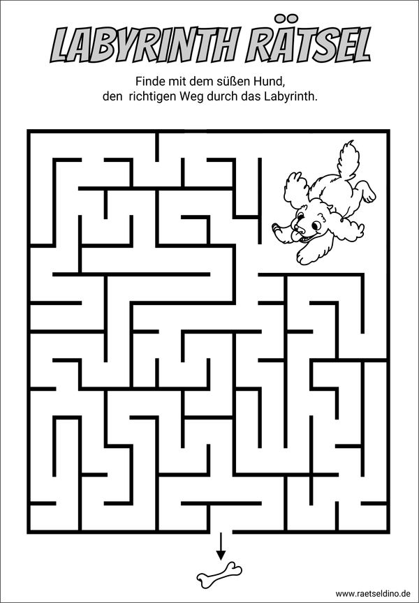 Labyrinth Rätsel für Kinder mit dem Hund