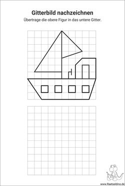 Gitterbild für Kinder Segelschiff