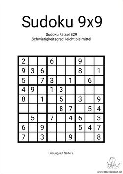 9x9 Sudoku PDF Vorlage herunterladen