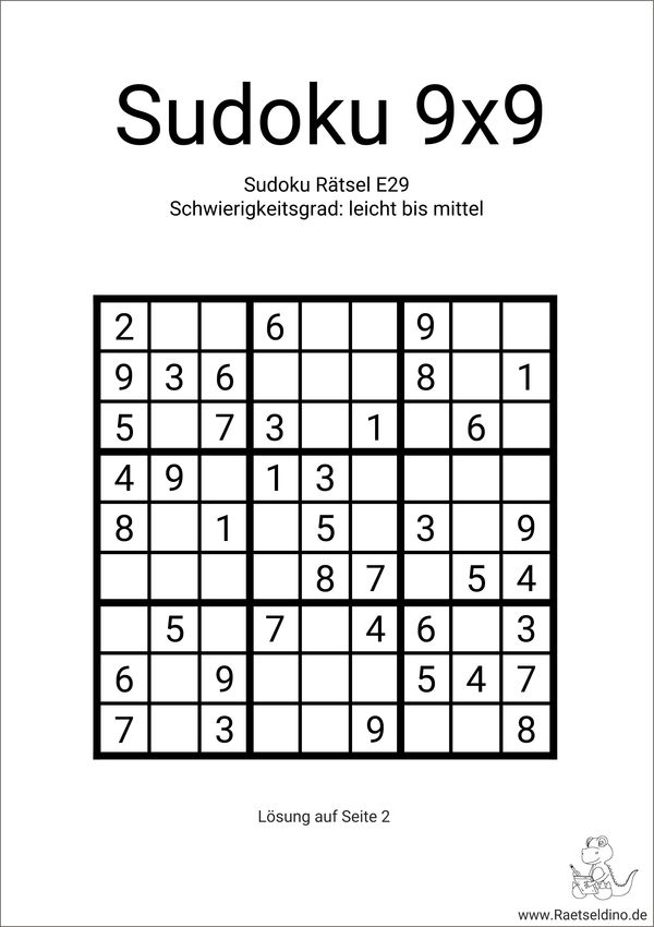 9x9 Sudoku Vorlage zum Ausdrucken