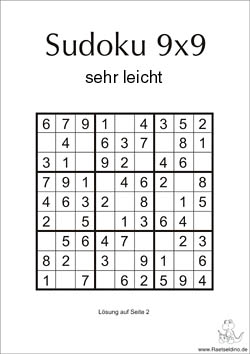 Sudoku sehr leicht zum gratis Download