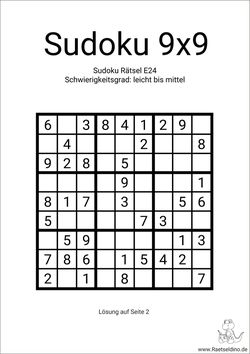 Sudoku einfach Lösung drucken Vorlage