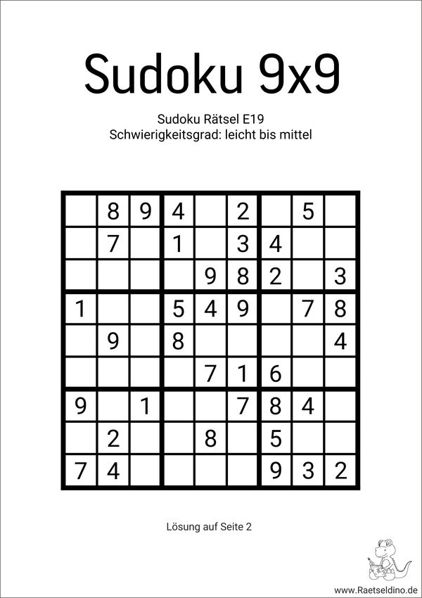 Sudoku leicht bis mittel