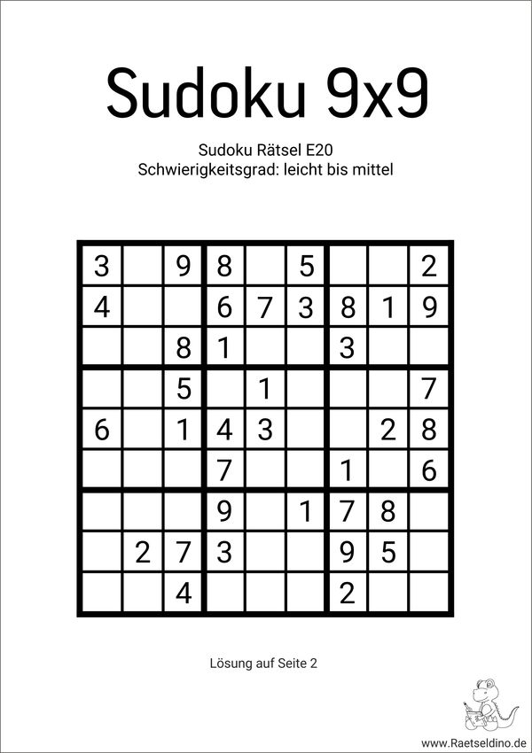 Sudoku Stufe leicht mittel ausdrucken