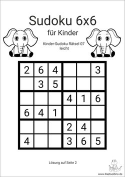 6x6 Sudoku mit Elefanten