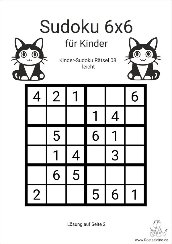 6x6 Sudoku mit Katzen