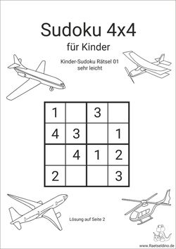 Kinder Sudoku 4x4 - sehr leicht
