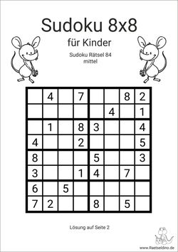 Kinder Sudoku 8x8 ausdrucken