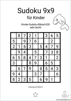 Kinder Sudoku 9x9 sehr einfach