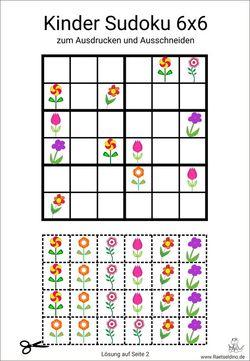 Kinder Sudoku mit Bildern schwer zum Ausdrucken und Ausschneiden