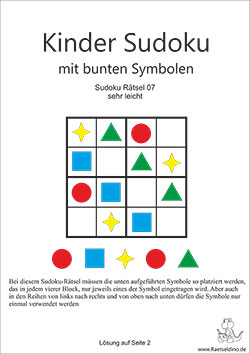 Kinder Sudoku mit bunten Symbolen - sehr leicht