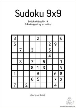 Sudoku 9x9 mittel mit Lösung zum Ausdrucken