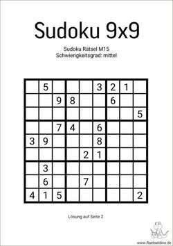 Sudoku 9x9 Vorlage gratis