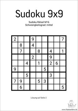 Sudoku 9x9 Vorlage zum Drucken