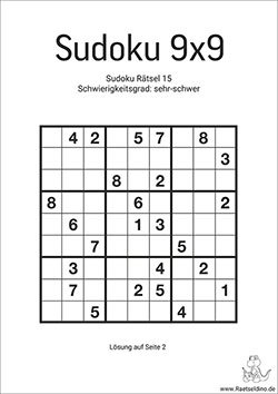 Sudoku Vorlage - sehr schwer