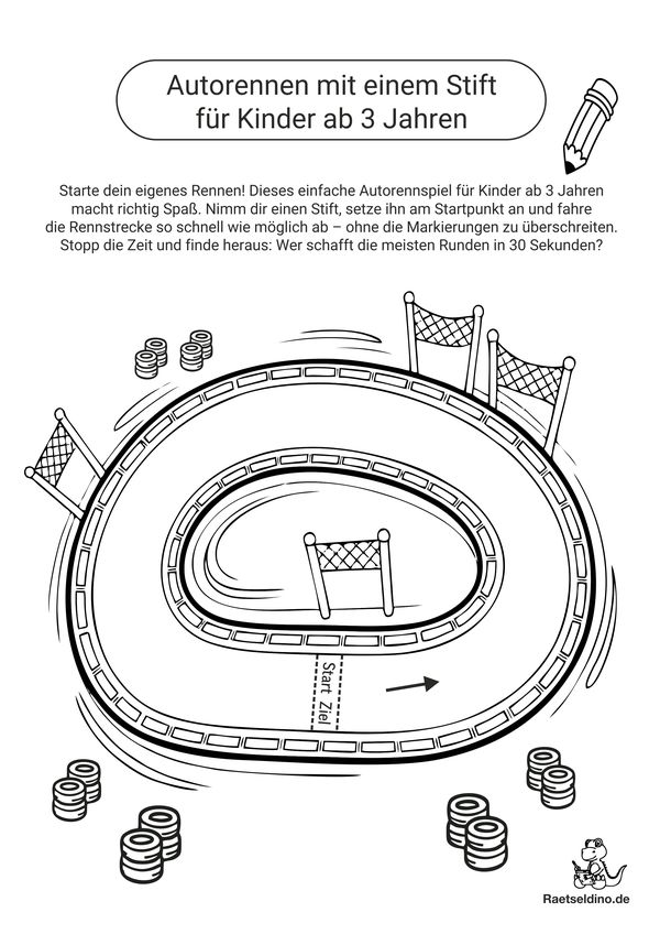 Autorennen Kinderspiel für kinderim Kindergarten