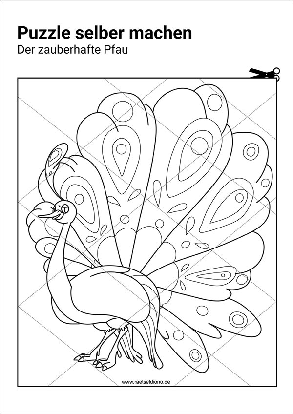 Puzzle selber basteln – Tier Pfau