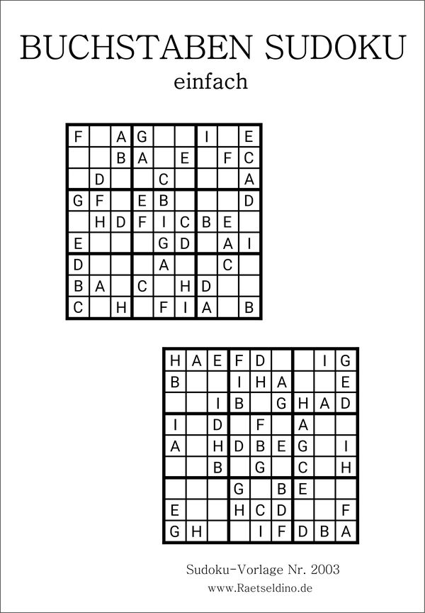 Buchstaben Sudoku in der Stufe einfach jetzt ausdrucken