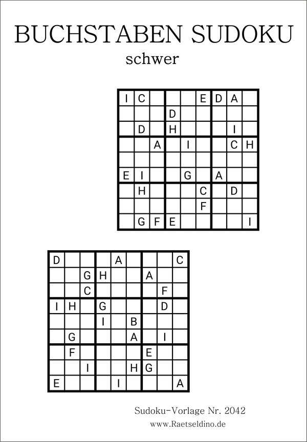 Buchstaben Sudoku schwer ausdrucken