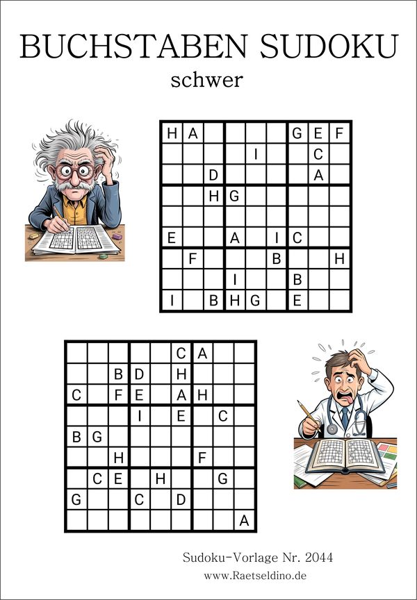 Buchstaben Sudoku schwer mit Lösung