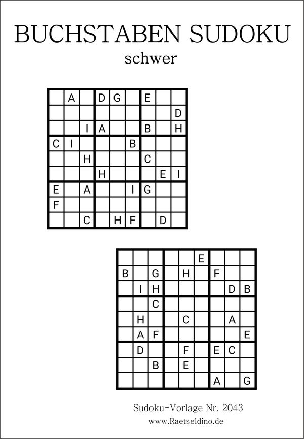 Buchstaben Sudoku schwer PDF download