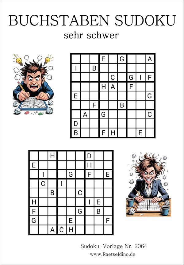 Buchstaben Sudoku sehr schwer jetzt drucken mit Lösung