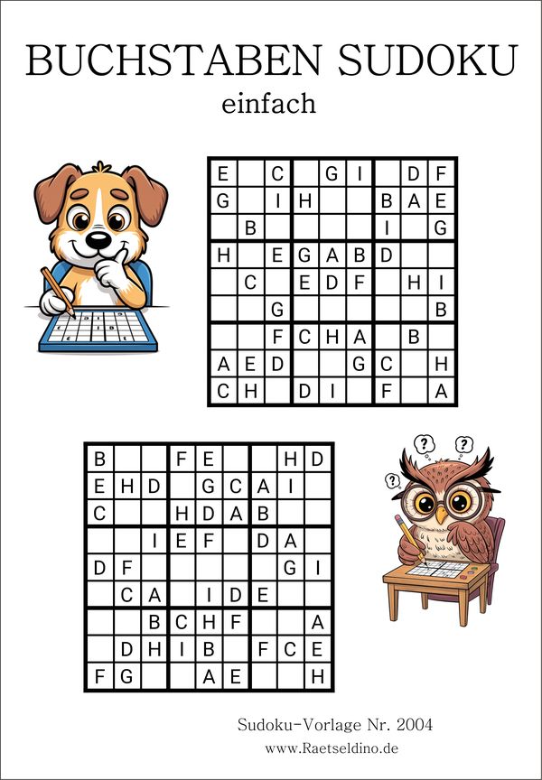 Buchstaben Sudoku Stufe einfach kostenlos
