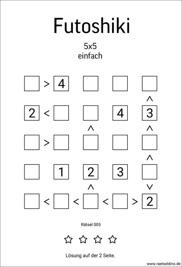 5x5 Futoshiki einfach
