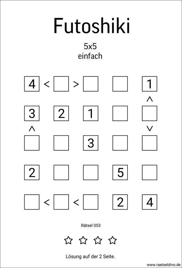 5x5 Futoshiki Rätsel