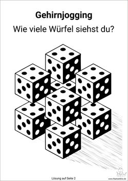 Perspektivisches Rätsel wie viele Würfe