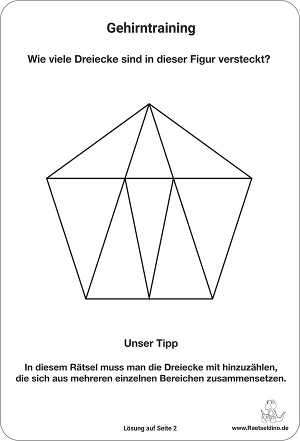 wie viele Dreiecke sind in dieser Figur versteckt? Gehirnjogging