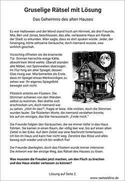 gruselige Rätsel ausdrucken kostenlos