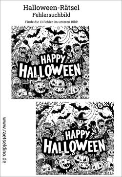 Halloween Rätsel Fehlersuchbild kostenlos Drucken
