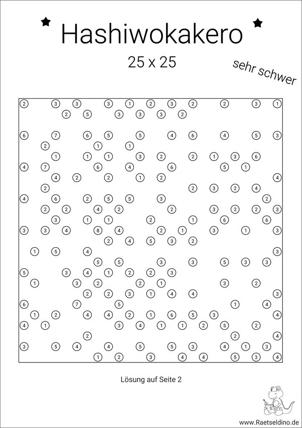 Gratis Hashiwokakero sehr schwer drucken