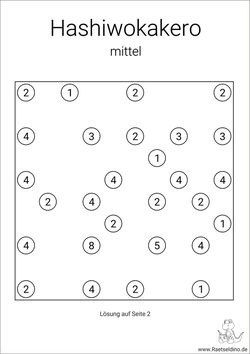 Hashiwokakero Rätsel PDF-Vorlage gratis download