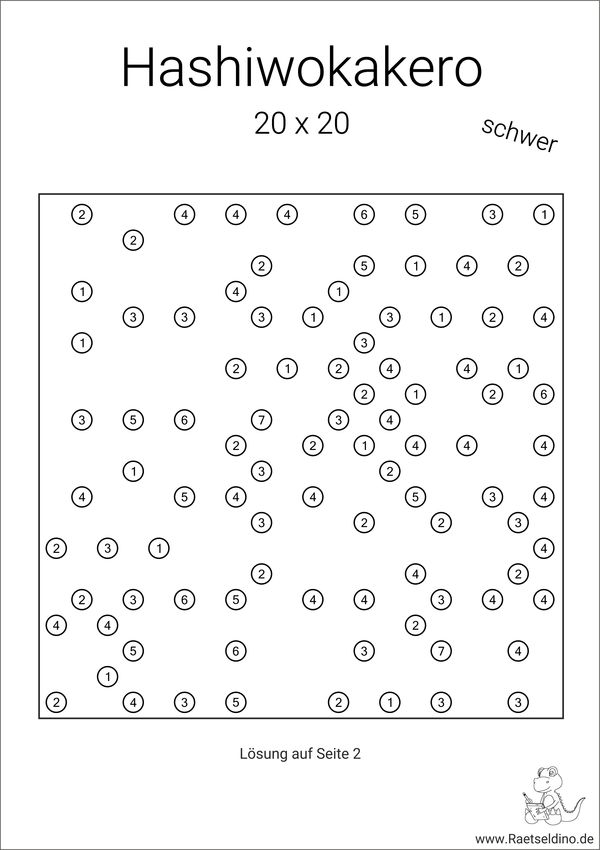 Hashiwokakero schwer als gratis PDF
