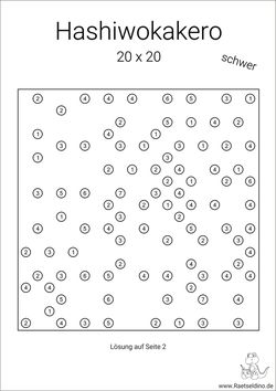 Hashiwokakero Stufe schwer PDF-Vorlage