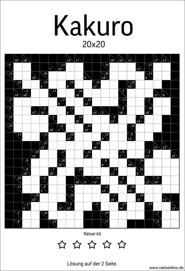 Kakuro 20x20 ausdrucken