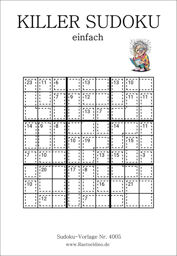 Killer Sudoku kostenlos mit Lösung ausdrucken