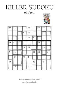 Killer Sudoku kostenlos mit Lösung drucken und lösen