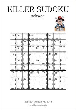 Killer Sudoku schwer für Profis