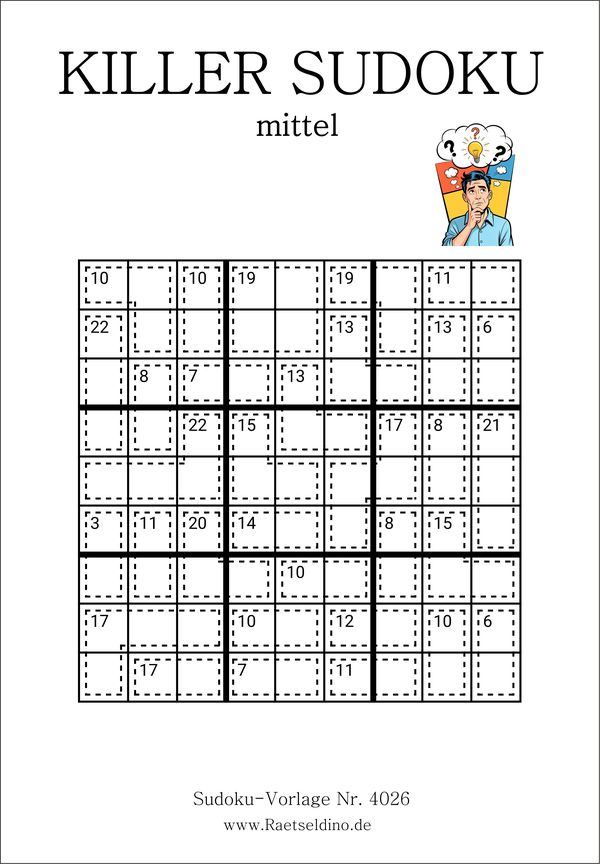 Killer Sudoku Stufe mittel als PDF
