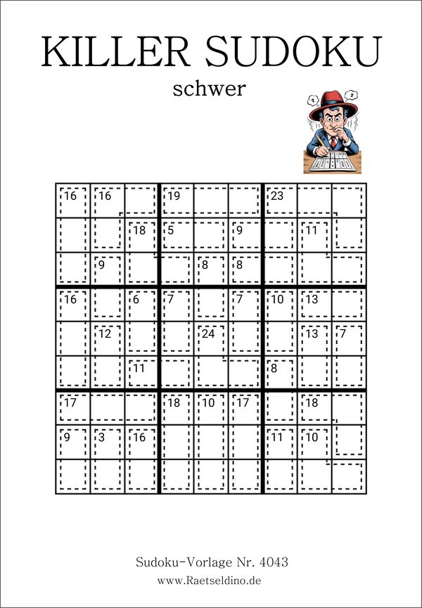 Killer Sudoku Stufe schwer kostenlos