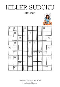 Schwere Killer Sudoku als kostenlose Vorlage drucken