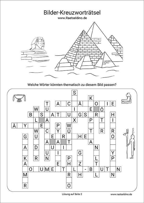 Kreuzworträtsel mit Bildern - schwer